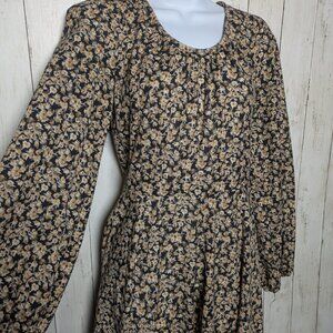 Vintage 70s Floral Prairie Dress Size 8 Boho Folk Midi Cottagecore Retro Peasant